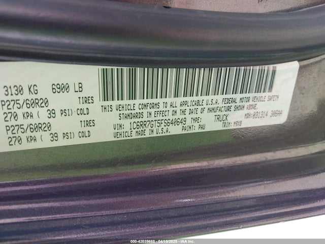 1C6RR7GT5FS640649 RAM 1500