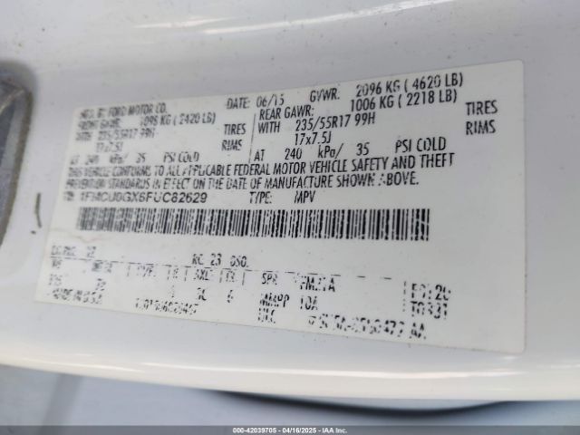 1FMCU0GX6FUC82629 Ford ESCAPE SE
