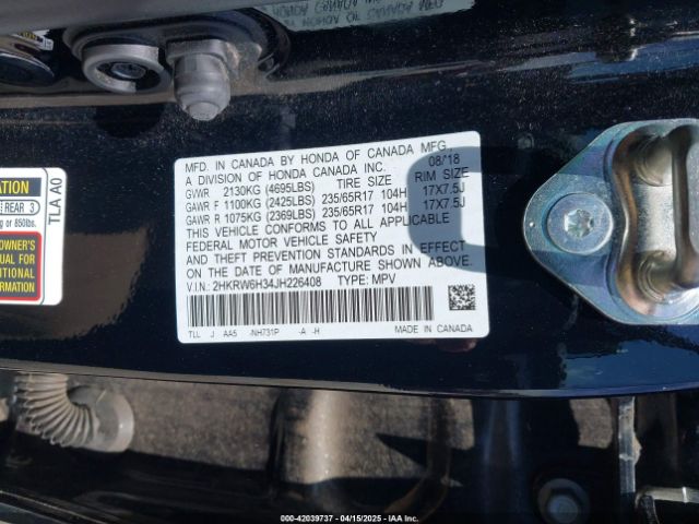 2HKRW6H34JH226408 Honda CR-V LX