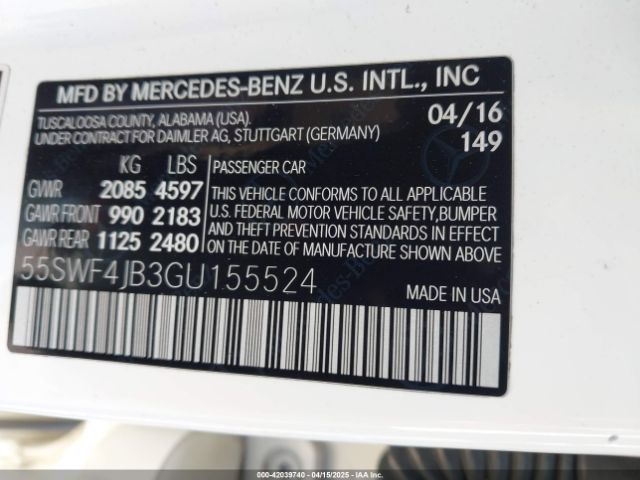 55SWF4JB3GU155524 Mercedes-Benz C 300 Luxury/sport