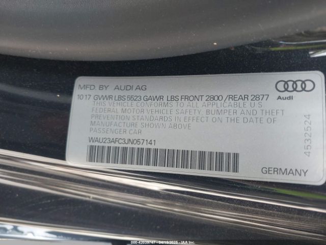 WAU23AFC3JN057141 Audi A7 3.0t Premium Plus