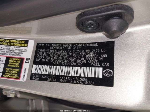 58AF11D10MU004987 Lexus Es 250 Ultra Luxury