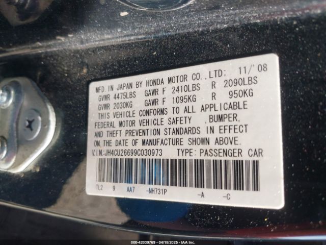 2009 ACURA TSX JH4CU26699C030973 Photo 8