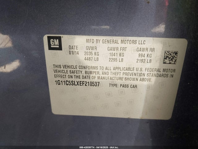 1G11C5SLXEF210537 Chevrolet MALIBU 1LT