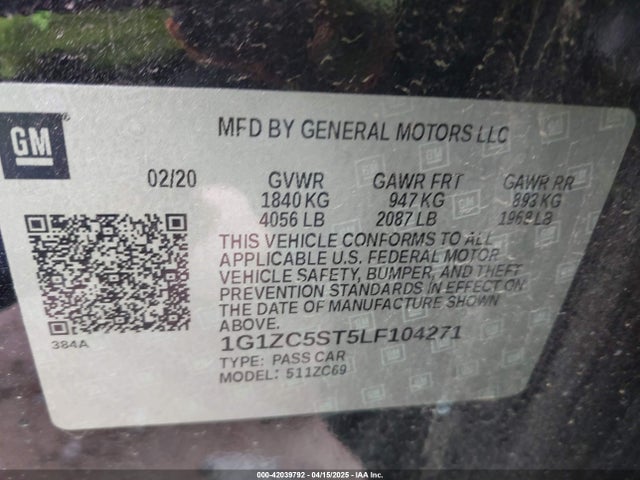 1G1ZC5ST5LF104271 Chevrolet Malibu Fwd 1fl