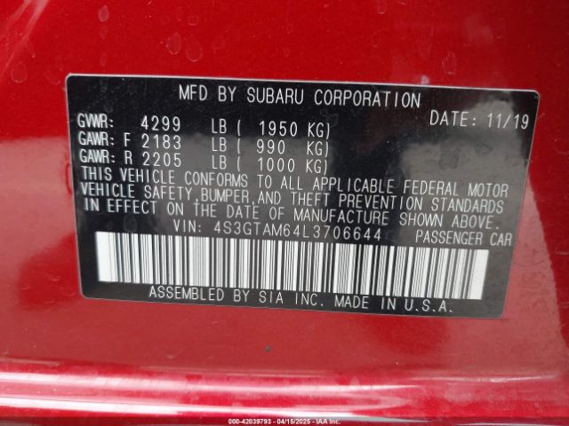 2020 SUBARU IMPREZA 4S3GTAM64L3706644 Photo 8