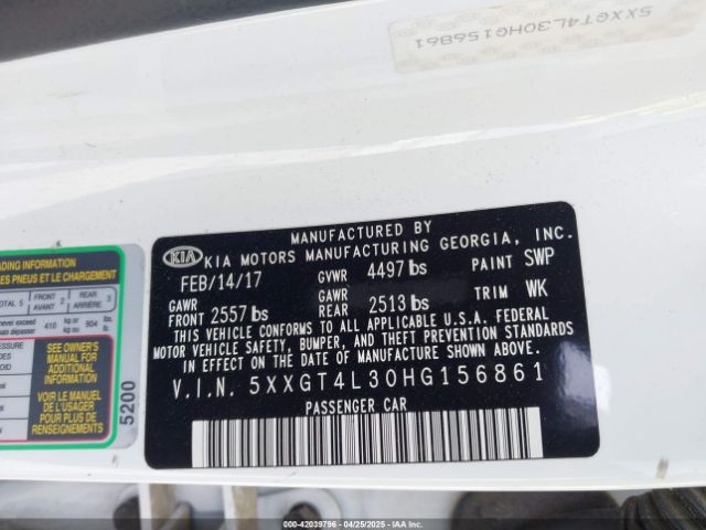 5XXGT4L30HG156861 KIA Optima Lx