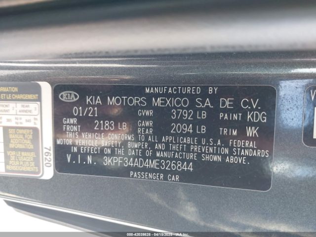 3KPF34AD4ME326844 KIA Forte Gt-line