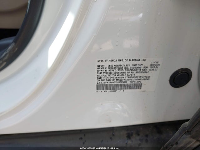 5FNYF6H5XHB005000 Honda Pilot Ex-l