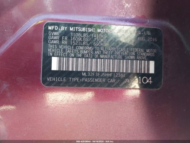 ML32F3FJ5HHF12381 Mitsubishi Mirage G4 Es