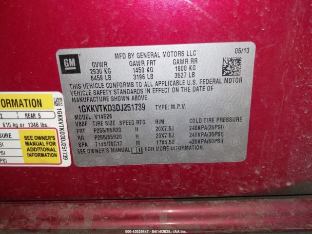 2013 GMC ACADIA 1GKKVTKD3DJ251739 Photo 8