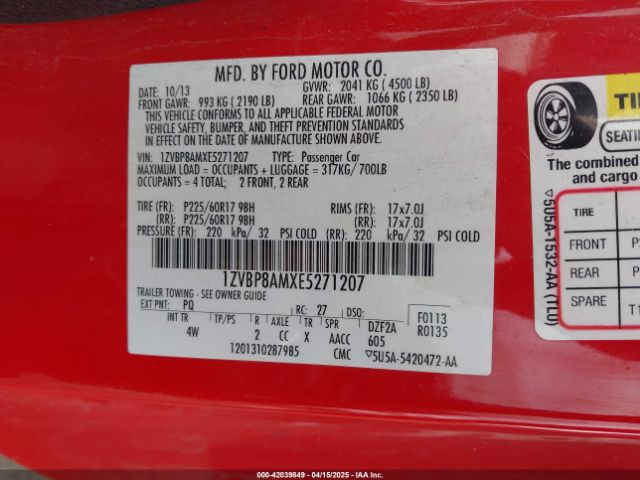 1ZVBP8AMXE5271207 Ford Mustang V6 Premium