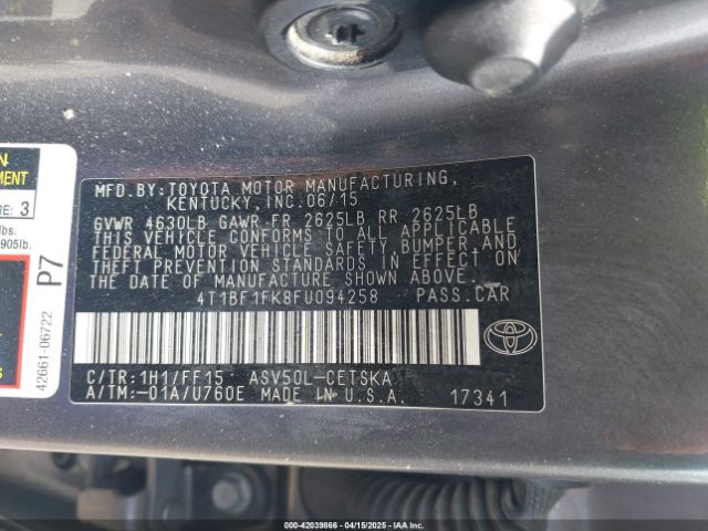 4T1BF1FK8FU094258 Toyota CAMRY SE