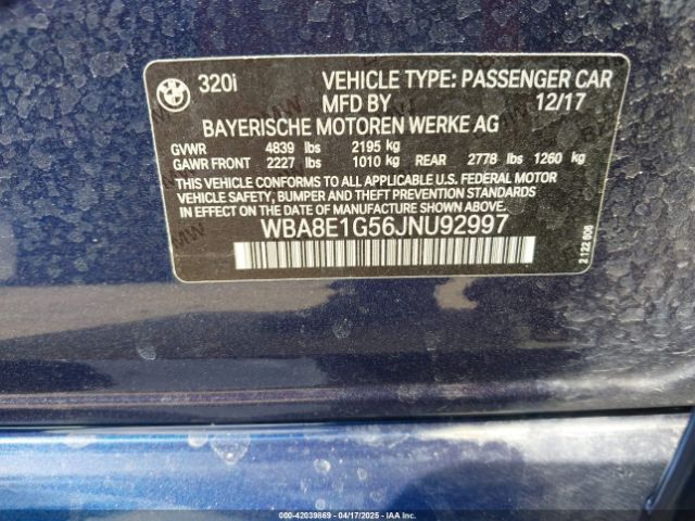 WBA8E1G56JNU92997 BMW 320i
