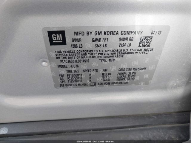 KL4CJASB1LB014510 Buick Encore Fwd Preferred