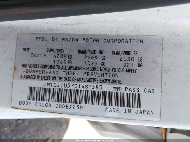 JM1GJ1U57G1481585 Mazda Mazda6 I Sport