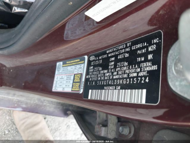 5XXGT4L39KG315724 KIA Optima Lx