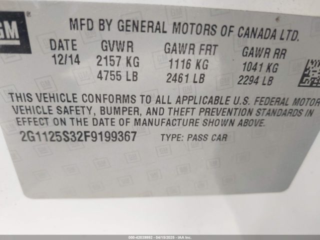2G1125S32F9199367 Chevrolet Impala 2lt
