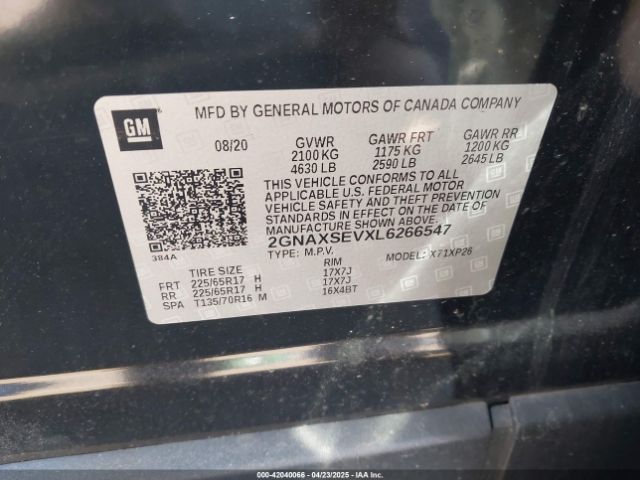 2GNAXSEVXL6266547 Chevrolet Equinox Awd Ls