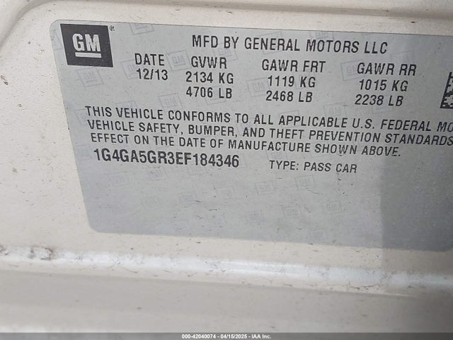 1G4GA5GR3EF184346 Buick Lacrosse