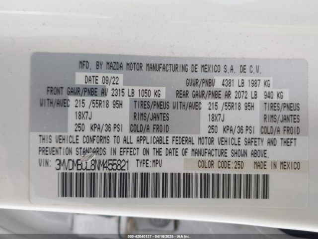 3MVDMBCL8NM455821 Mazda Cx-30 Preferred
