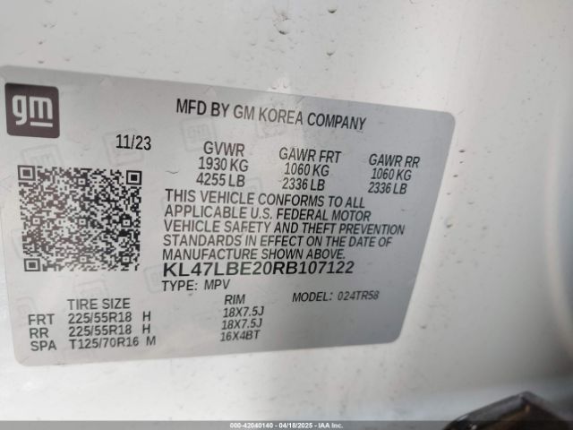 KL47LBE20RB107122 Buick Envista Sport Touring Fwd