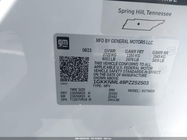 1GKKNML49PZ252503 GMC lsy