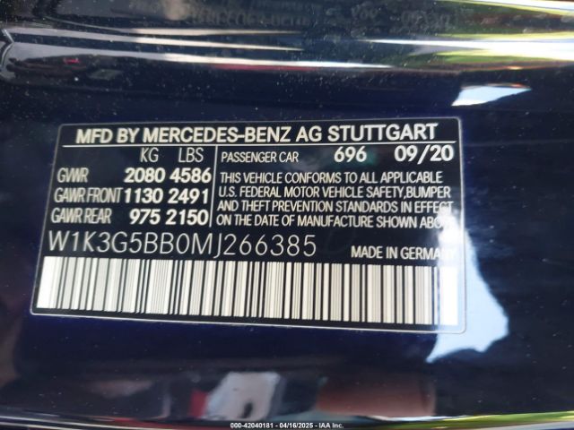 W1K3G5BB0MJ266385 Mercedes-Benz Amg A 35 4matic