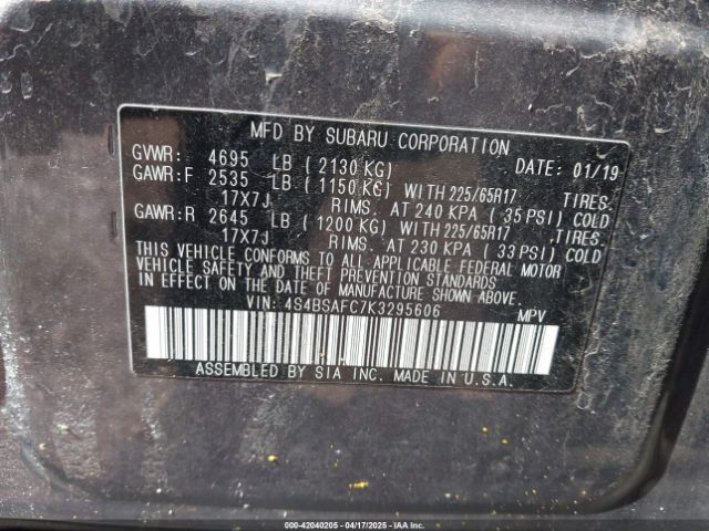 2019 SUBARU OUTBACK 4S4BSAFC7K3295606 Photo 8