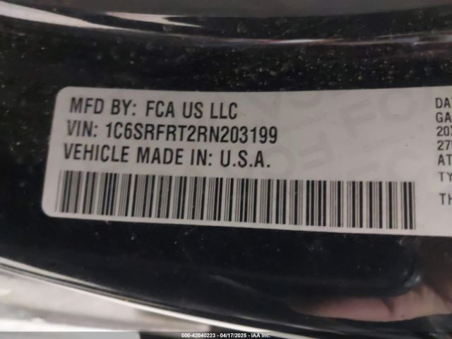 1C6SRFRT2RN203199 RAM 1500 Laramie  4x4 6'4 Box