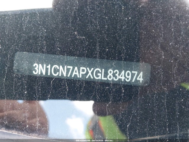 3N1CN7APXGL834974 Nissan Versa 1.6 S