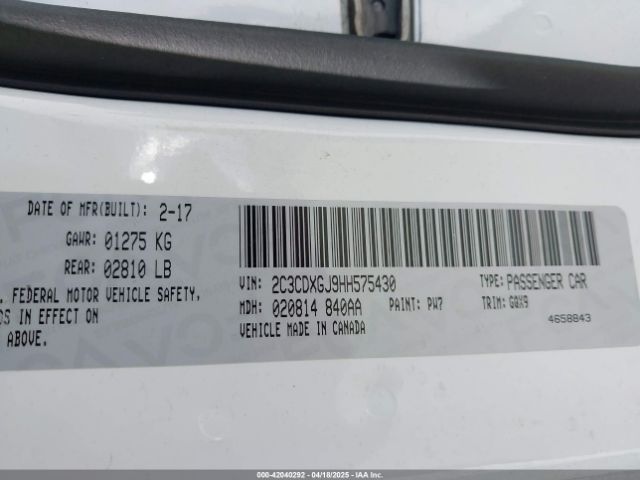 2C3CDXGJ9HH575430 Dodge Charger R/t Scat Pack Rwd
