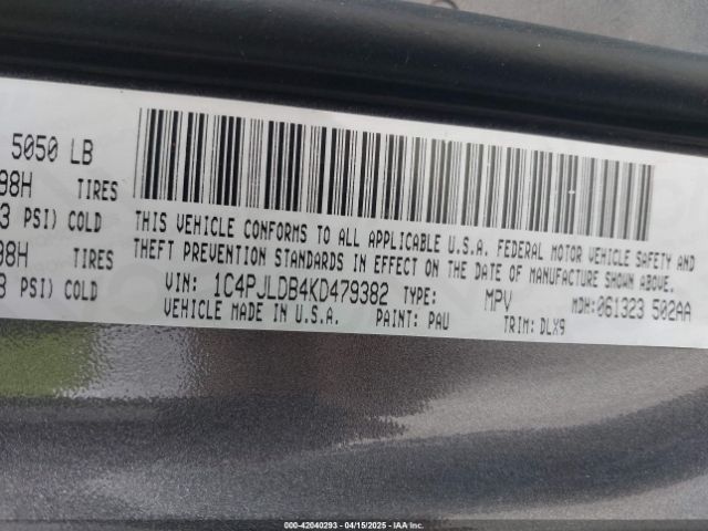 1C4PJLDB4KD479382 Jeep Cherokee Limited Fwd