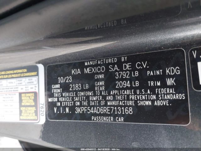 3KPF54AD6RE713168 KIA Forte Gt-line