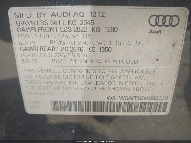 2013 AUDI Q5 WA1WGAFP9DA050339 Photo 8