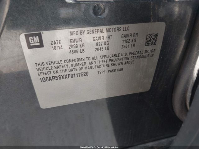 1G6AR5SXXF0117520 Cadillac CTS LUXURY