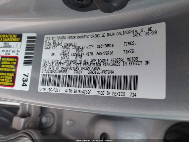 3TMDZ5BN2LM088581 Toyota Tacoma Trd Off-road