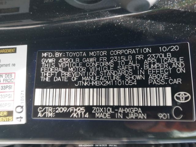 2021 TOYOTA C-HR JTNKHMBX2M1101054 Photo 8