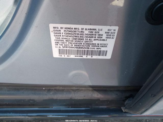 2016 ACURA MDX 5FRYD4H20GB052436 Photo 8