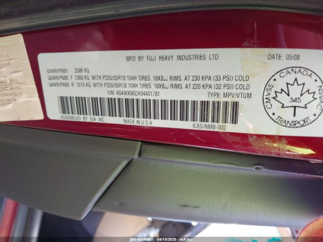 2009 SUBARU TRIBECA 4S4WX90DX94401781 Photo 8
