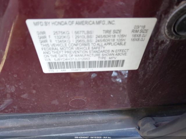 5J8YD4H37JL012953 Acura MDX