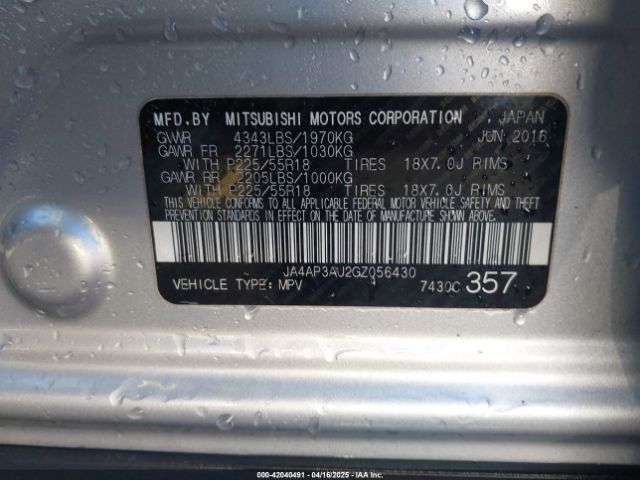 JA4AP3AU2GZ056430 Mitsubishi Outlander Sport 2.0 Es
