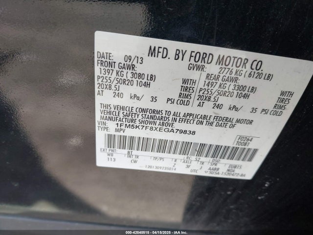 1FM5K7F8XEGA79838 Ford Explorer Limited