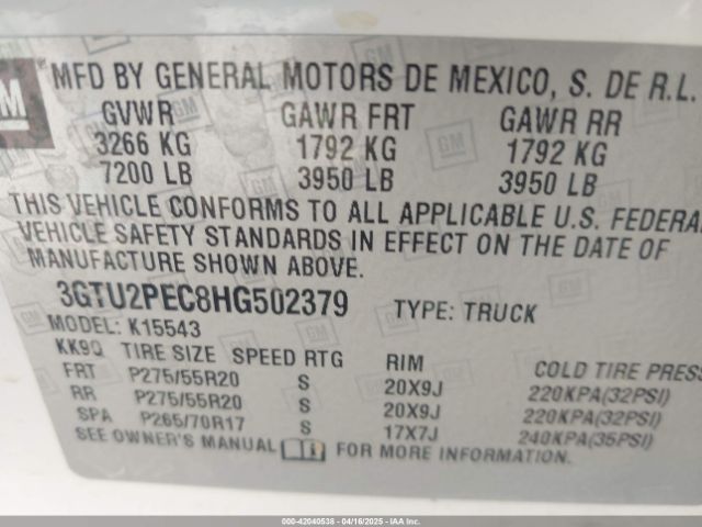 3GTU2PEC8HG502379 GMC Sierra 1500 Denali