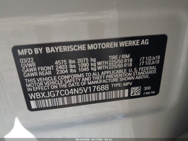 WBXJG7C04N5V17688 BMW X1 Sdrive28i