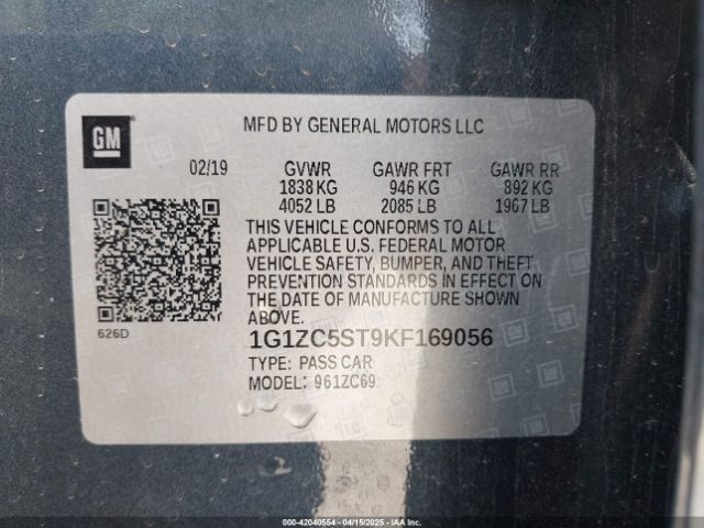 1G1ZC5ST9KF169056 Chevrolet Malibu 1fl