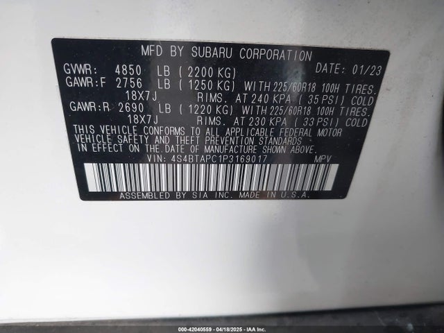 4S4BTAPC1P3169017 Subaru na, u5