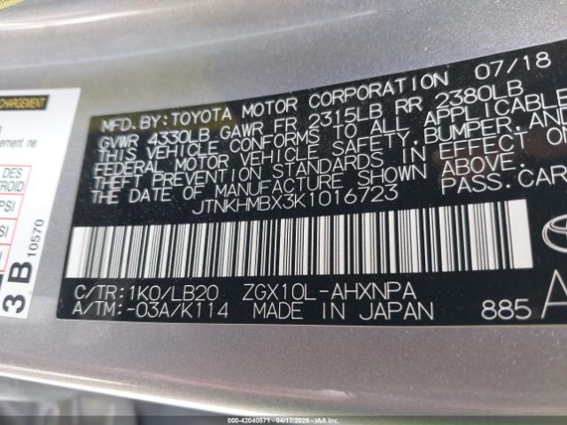 JTNKHMBX3K1016723 Toyota C-hr Limited