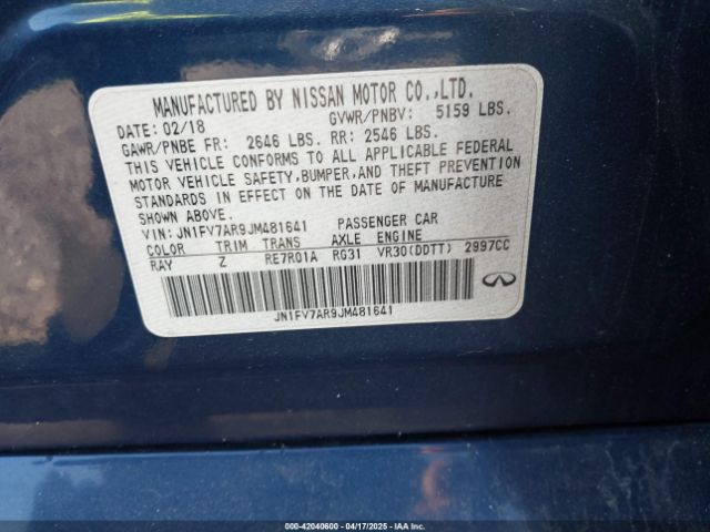 JN1FV7AR9JM481641 Infiniti Q50 3.0t Red Sport 400