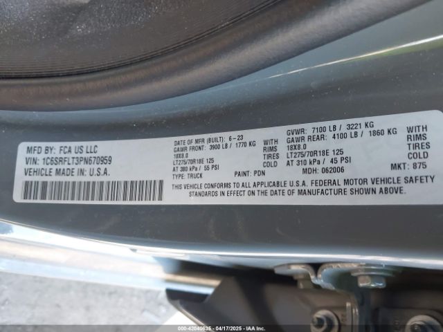1C6SRFLT3PN670959 RAM 1500 Rebel  4x4 5'7 Box